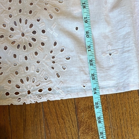 Express | Pale Pink Embroidered Eyelet Lace Puff Sleeve Romantic Top Size Small - Picture 13 of 13
